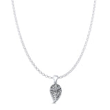 Leaf & Dragonfly Pendant Oxidized Rolo Chain Necklace 925 Sterling Silver