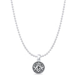 Masonic Freemason Pendant Oxidized Bead Chain Necklace 925 Sterling Silver