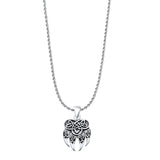 Celtic Bear Paw Pendant Oxidized Rope Chain Necklace 925 Sterling Silver