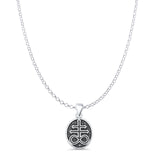 Leviathan Cross Pendant Oxidized Rolo Chain Necklace 925 Sterling Silver