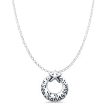 Sea, Sand, Sun & Star Charm Pendant Rolo Chain Necklace Oxidized 925 Sterling Silver
