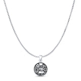Lucky Symbols Pendant Oxidized Box Chain Necklace 925 Sterling Silver