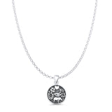 Lucky Symbols Pendant Oxidized Rolo Chain Necklace 925 Sterling Silver