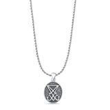 Lucifer Sigil Pendant Oxidized Rope Chain Necklace 925 Sterling Silver