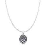 Lucifer Sigil Pendant Oxidized Rolo Chain Necklace 925 Sterling Silver