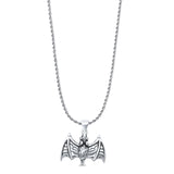 Bat Pendant Oxidized Rope Chain Necklace 925 Sterling Silver