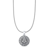 Masonic Pendant Oxidized Snake Chain Necklace 925 Sterling Silver