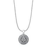 Masonic Pendant Oxidized Rope Chain Necklace 925 Sterling Silver