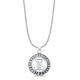 Lucifer Sigil Pendant Oxidized Rope Chain Necklace 925 Sterling Silver