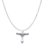 Irminsul Pendant Oxidized Box Chain Necklace 925 Sterling Silver