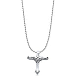 Irminsul Pendant Oxidized Rope Chain Necklace 925 Sterling Silver