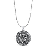 Aztec Wolf Pendant Oxidized Rope Chain Necklace 925 Sterling Silver