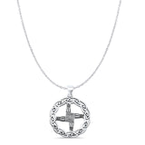 Brigid's Cross Pendant Oxidized Cable Chain Necklace 925 Sterling Silver