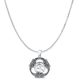 Om Pendant Oxidized Box Chain Necklace 925 Sterling Silver