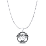 Om Pendant Oxidized Bead Chain Necklace 925 Sterling Silver