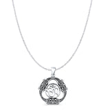 Om Pendant Oxidized Cable Chain Necklace 925 Sterling Silver