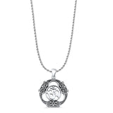 Om Pendant Oxidized Rope Chain Necklace 925 Sterling Silver