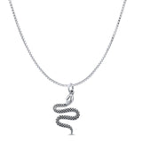 Snake Pendant Oxidized Box Chain Necklace 925 Sterling Silver