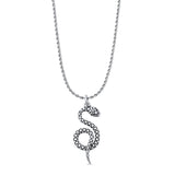 Snake Pendant Oxidized Rope Chain Necklace 925 Sterling Silver
