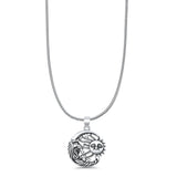 Moon & Sun Pendant Oxidized Snake Chain Necklace 925 Sterling Silver