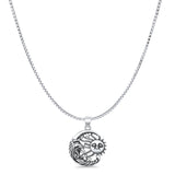 Moon & Sun Pendant Oxidized Box Chain Necklace 925 Sterling Silver