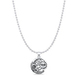 Moon & Sun Pendant Oxidized Bead Chain Necklace 925 Sterling Silver