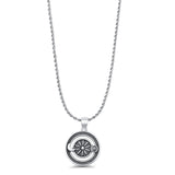 Astrology Wheel Pendant Oxidized Rope Chain Necklace 925 Sterling Silver