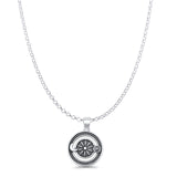 Astrology Wheel Pendant Oxidized Rolo Chain Necklace 925 Sterling Silver