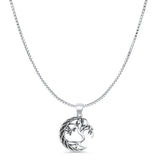 Celtic Moon & Tree Pendant Oxidized Box Chain Necklace 925 Sterling Silver