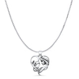 Mother & Child Pendant Box Chain Necklace Oxidized 925 Sterling Silver