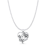 Mother & Child Pendant Bead Chain Necklace Oxidized 925 Sterling Silver