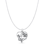Mother & Child Pendant Cable Chain Necklace Oxidized 925 Sterling Silver