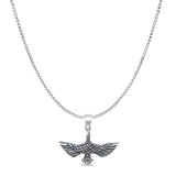 Eagle Pendant Box Chain Necklace Oxidized 925 Sterling Silver