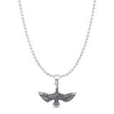 Eagle Pendant Bead Chain Necklace Oxidized 925 Sterling Silver