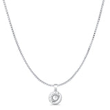 Sun & Moon Pendant Box Chain Necklace Oxidized 925 Sterling Silver