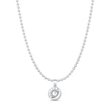 Sun & Moon Pendant Bead Chain Necklace Oxidized 925 Sterling Silver