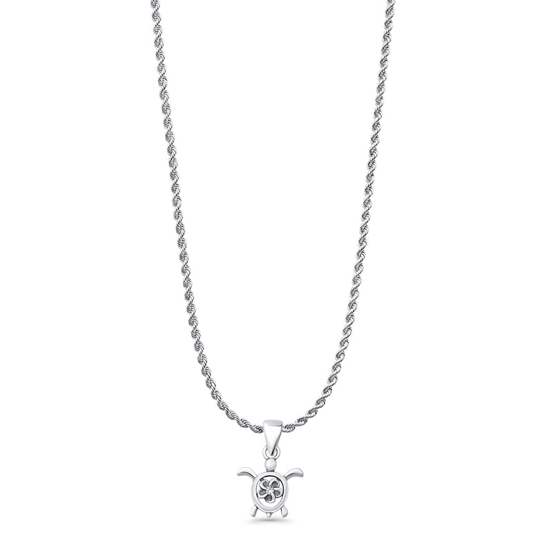  Turtle & Flower Pendant Necklace