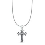 Cross Pendant Snake Chain Necklace Oxidized 925 Sterling Silver