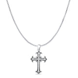 Cross Pendant Box Chain Necklace Oxidized 925 Sterling Silver