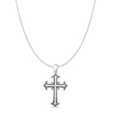 Cross Pendant Cable Chain Necklace Oxidized 925 Sterling Silver