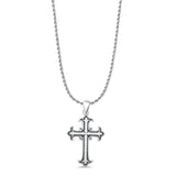 Cross Pendant Rope Chain Necklace Oxidized 925 Sterling Silver