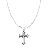 Cross Pendant Rolo Chain Necklace Oxidized 925 Sterling Silver