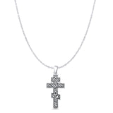 Cross Pendant Cable Chain Necklace Oxidized 925 Sterling Silver