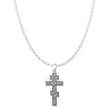 Cross Pendant Rolo Chain Necklace Oxidized 925 Sterling Silver