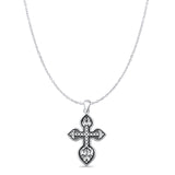 Cross Pendant Cable Chain Necklace Oxidized 925 Sterling Silver