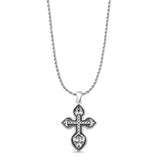Cross Pendant Rope Chain Necklace Oxidized 925 Sterling Silver