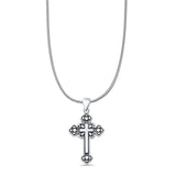 Cross Pendant Snake Chain Necklace Oxidized 925 Sterling Silver