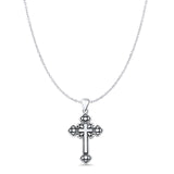 Cross Pendant Cable Chain Necklace Oxidized 925 Sterling Silver