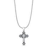 Cross Pendant Rope Chain Necklace Oxidized 925 Sterling Silver