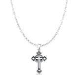 Cross Pendant Rolo Chain Necklace Oxidized 925 Sterling Silver